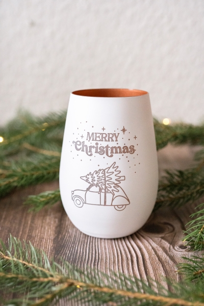 Windlicht / Teelichtglas "Merry Christmas"